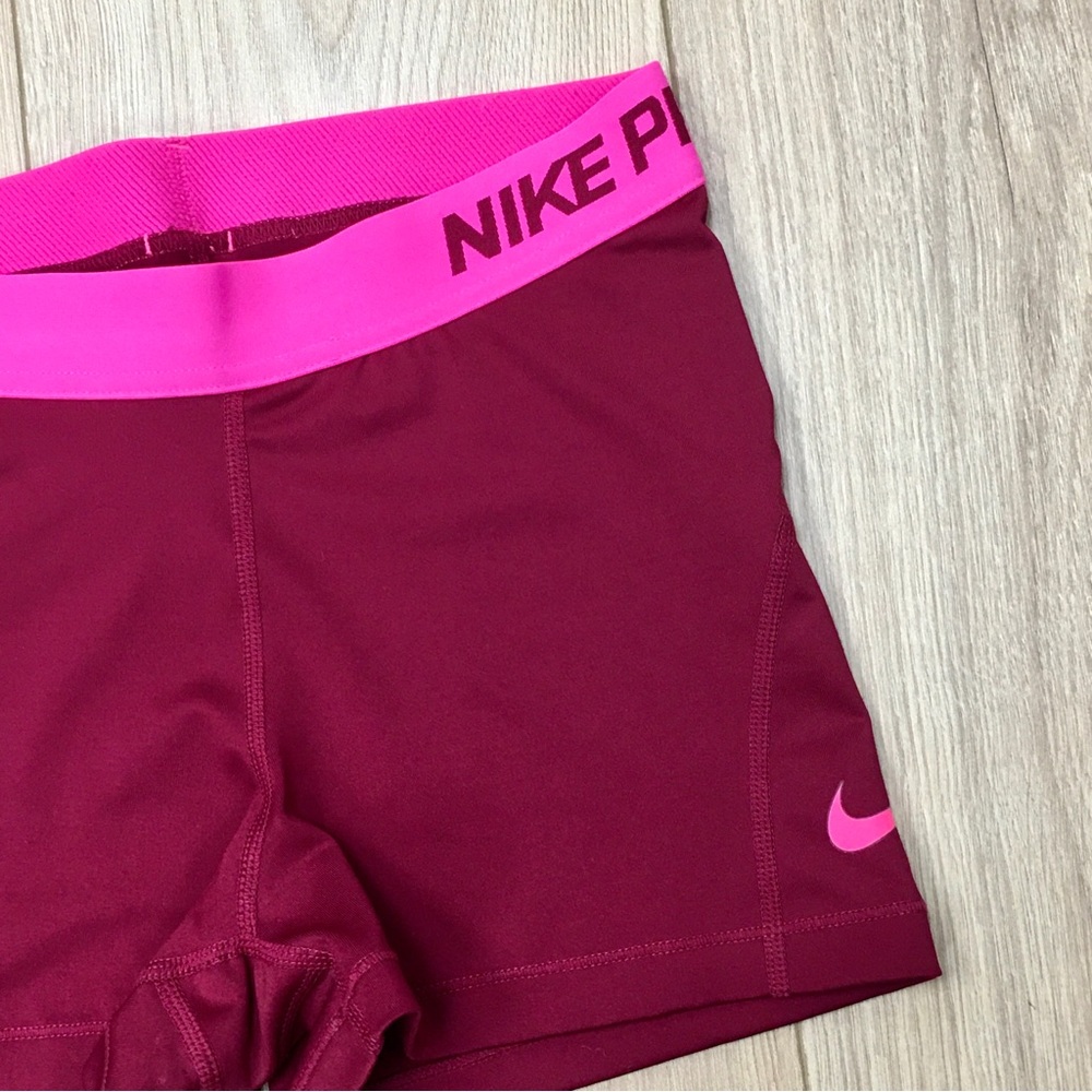 Nike Pro Maroon Hot Pink Compression Shorts small yoga gym athletics sports